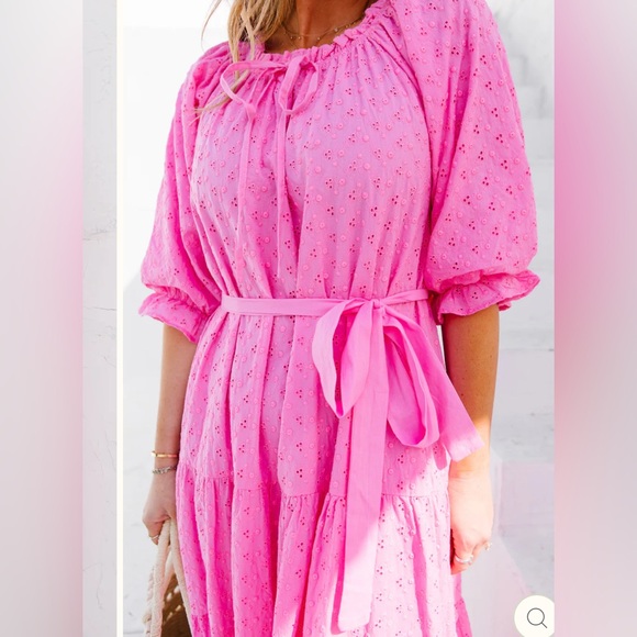 NWT Ivy City Co Pink Eyelet Maxi Dress - Picture 5 of 5